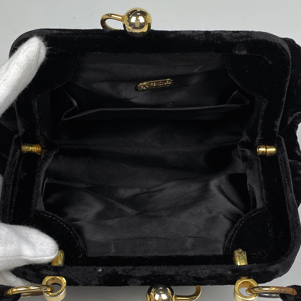 フェンディ ペカン柄 ハンドバッグ 手提げ ハンドバッグ ベルベット ブラック ブラウン レディース 【中古】brbag