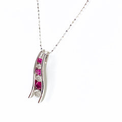 ルビー デザインネックレス WG ホワイトゴールド ペンダント メレダイヤ ネックレス K18 WG ルビー レディース 【中古】nbjwl