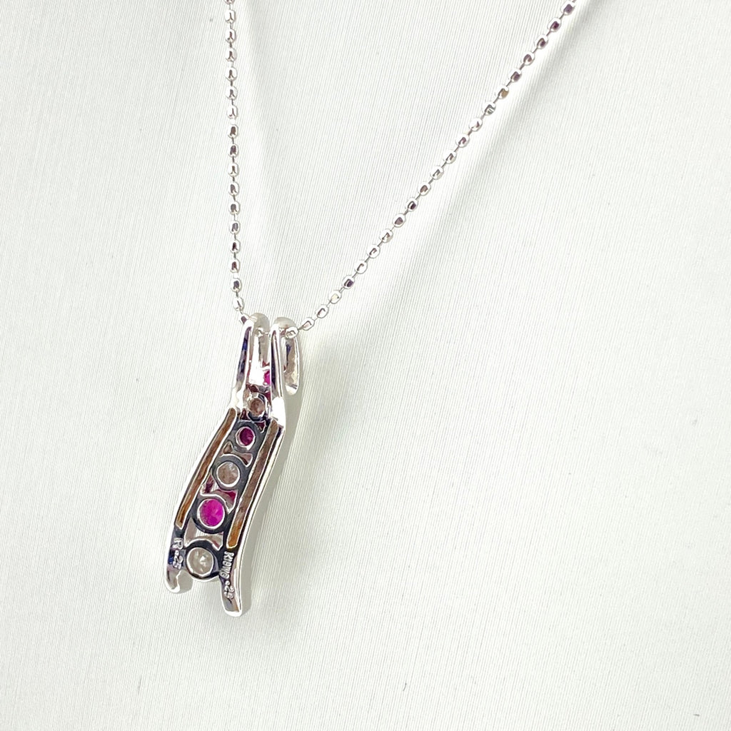 ルビー デザインネックレス WG ホワイトゴールド ペンダント メレダイヤ ネックレス K18 WG ルビー レディース 【中古】nbjwl