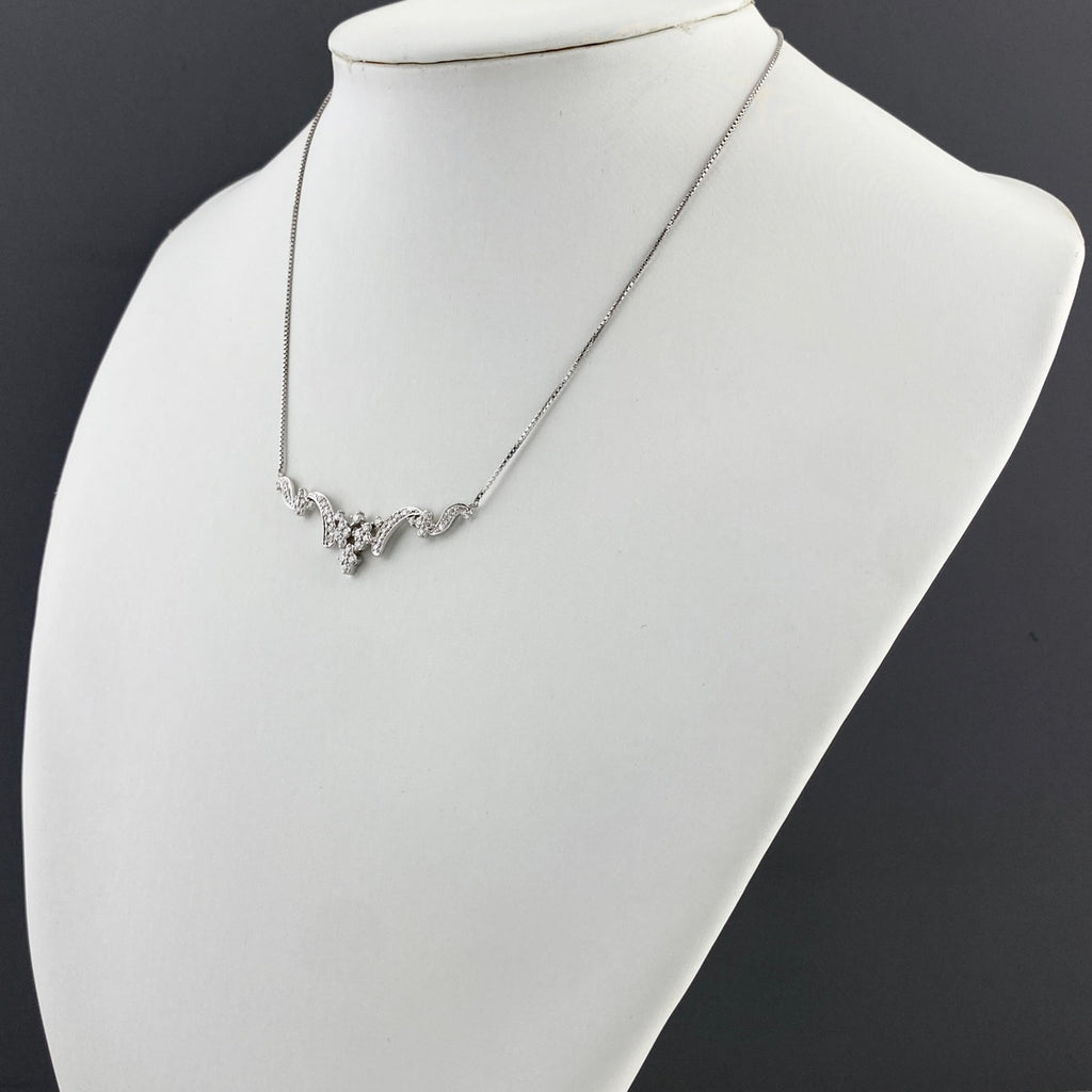 メレダイヤ デザインネックレス プラチナ ペンダント ネックレス Pt900 Pt850 ダイヤモンド レディース 【中古】nbjwl
