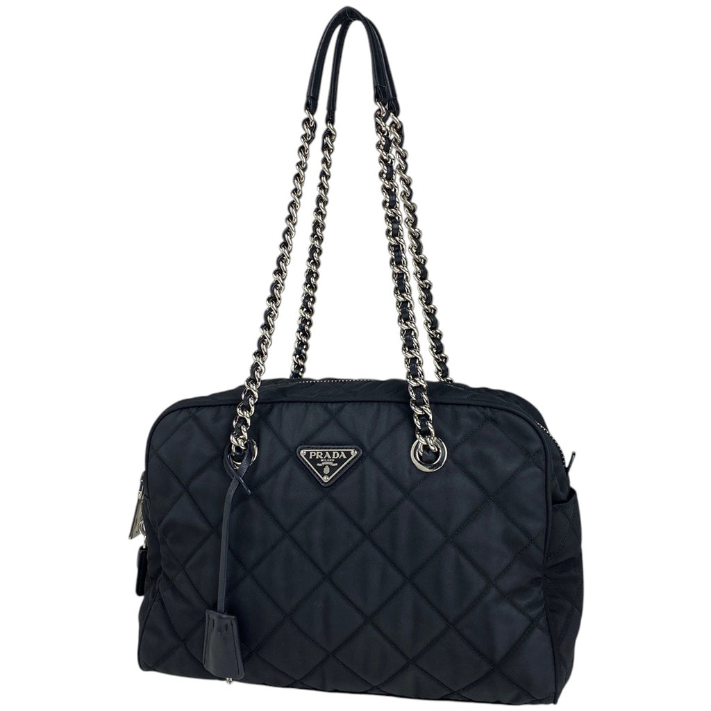 プラダ ロゴプレート ショルダーバッグ ショルダーバッグ テスートナイロン ネロ(ブラック) レディース 【中古】brbag