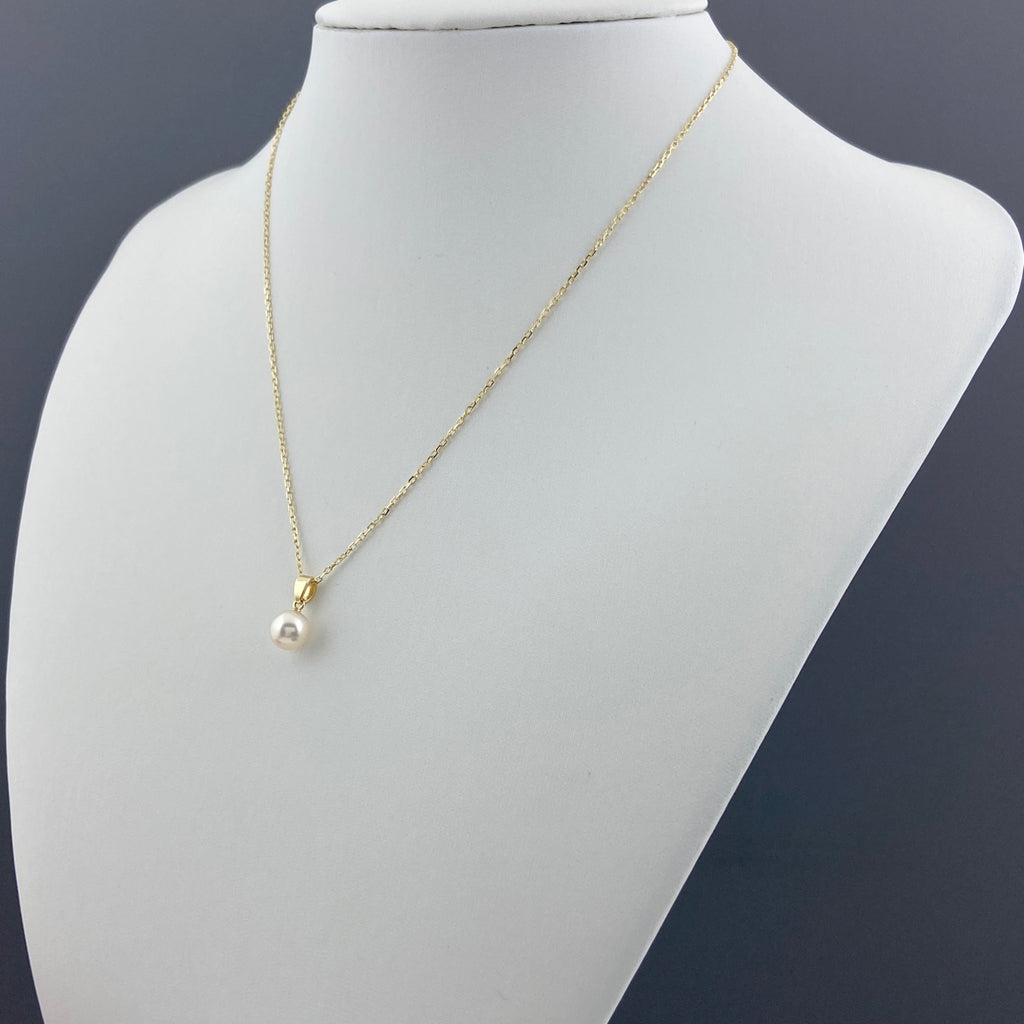 ミキモト パール デザインネックレス YG イエローゴールド ペンダント 真珠 ネックレス K18 パール レディース 【中古】brjwl