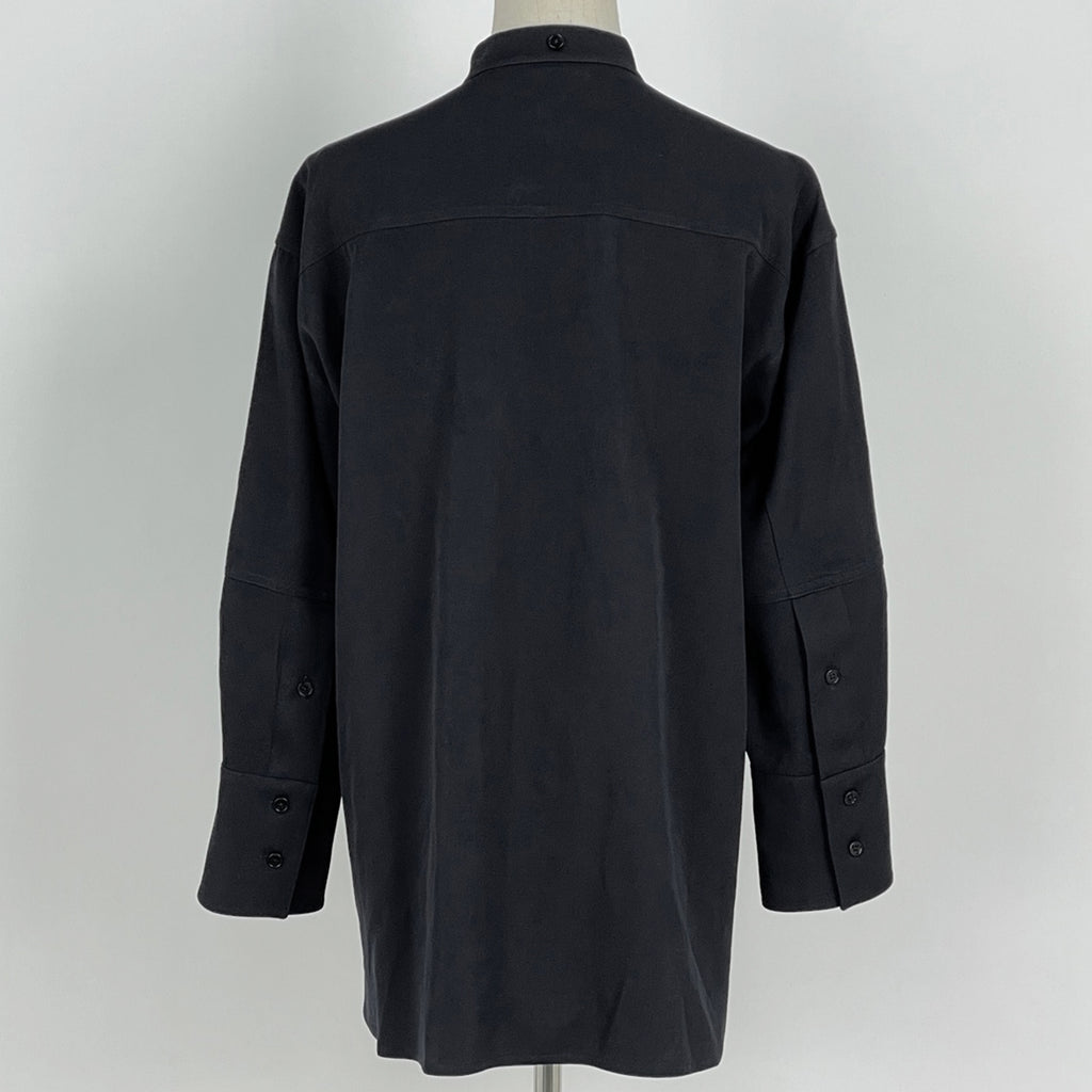 ジルサンダー スタンドカラーシャツ トップス 長袖シャツ 毛 ネイビー レディース 【中古】brapp