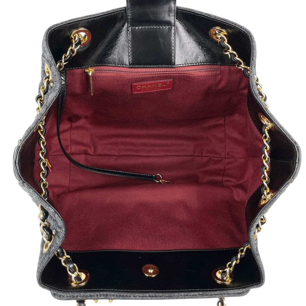 シャネル ココマーク チェーン ショルダーバッグ マトラッセ ショルダーバッグ デニム ブラック レディース 【中古】brbag