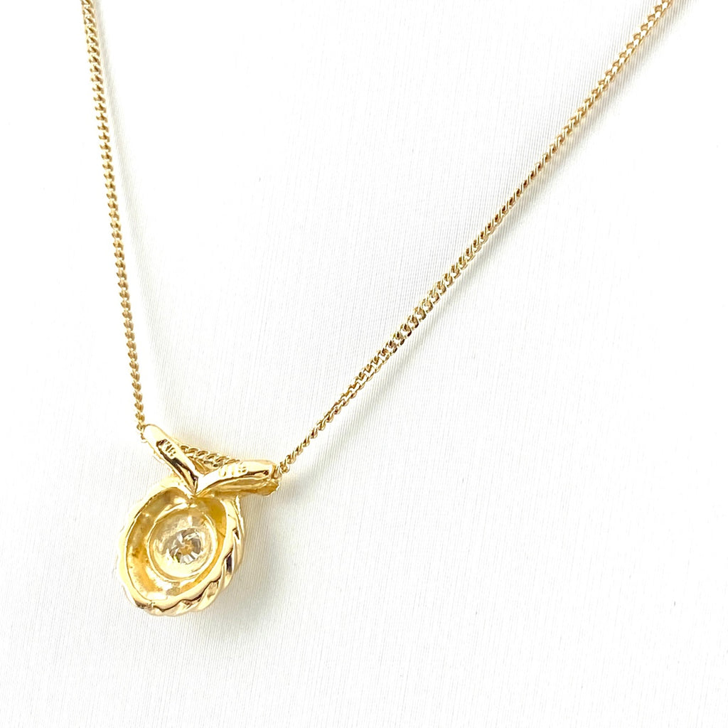 メレダイヤ デザインネックレス YG イエローゴールド ペンダント ネックレス K18 ダイヤモンド レディース 【中古】nbjwl