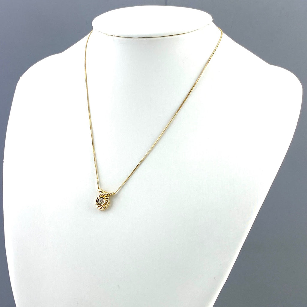 メレダイヤ デザインネックレス YG イエローゴールド ペンダント ネックレス K18 ダイヤモンド レディース 【中古】nbjwl
