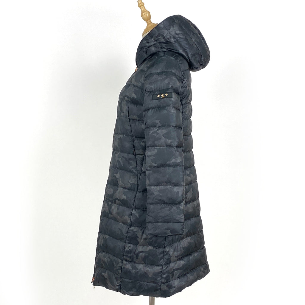 タトラス 迷彩柄 ダウンコート LTA18A4633 ダブルファスナー リバーシブル アウター ダウンコート ブラック レディース 【中古】brapp