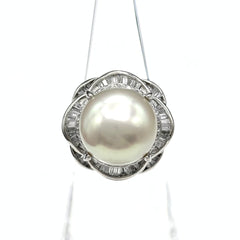 パール デザインリング プラチナ 指輪 メレダイヤ 真珠 リング 10号 Pt900 パール ダイヤモンド レディース 【中古】nbjwl