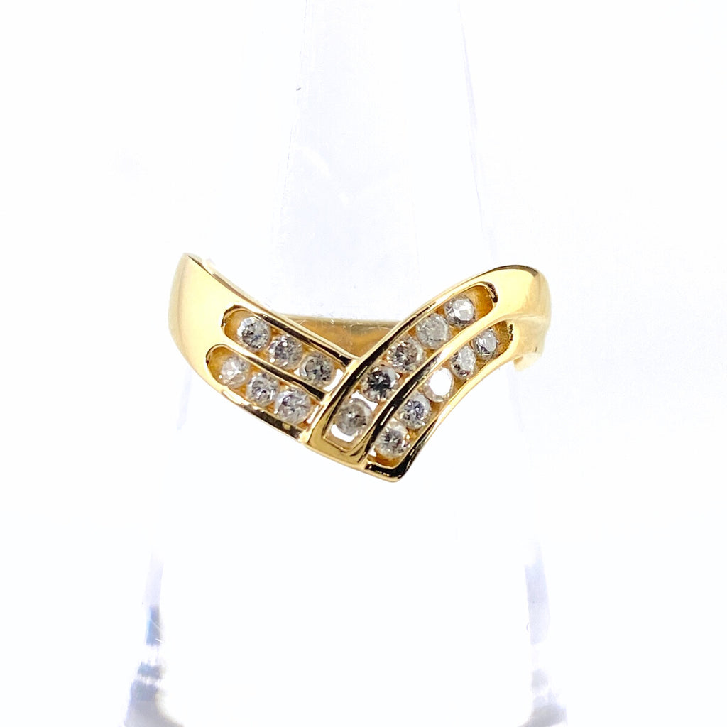 メレダイヤ デザインリング YG イエローゴールド 指輪 リング 2.8 K18 ダイヤモンド レディース 【中古】nbjwl