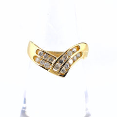 メレダイヤ デザインリング YG イエローゴールド 指輪 リング 2.8 K18 ダイヤモンド レディース 【中古】nbjwl