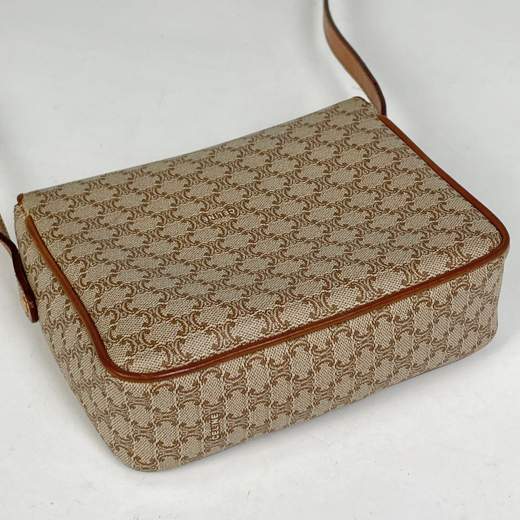 セリーヌ マカダム柄 ショルダーバッグ ロゴ 総柄 斜め掛け ショルダーバッグ コーティングキャンバス ベージュ レディース 【中古】brbag