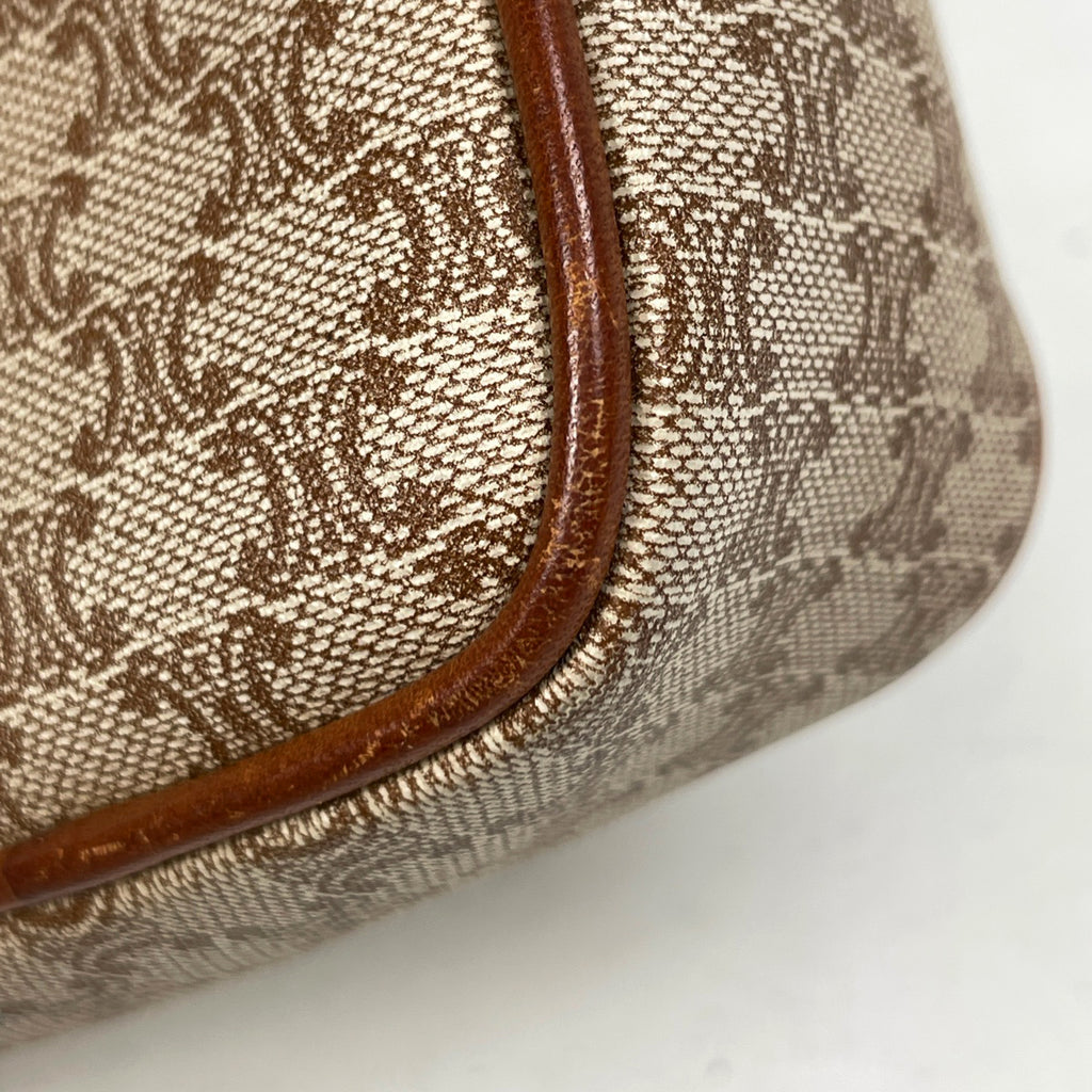 セリーヌ マカダム柄 ショルダーバッグ ロゴ 総柄 斜め掛け ショルダーバッグ コーティングキャンバス ベージュ レディース 【中古】brbag