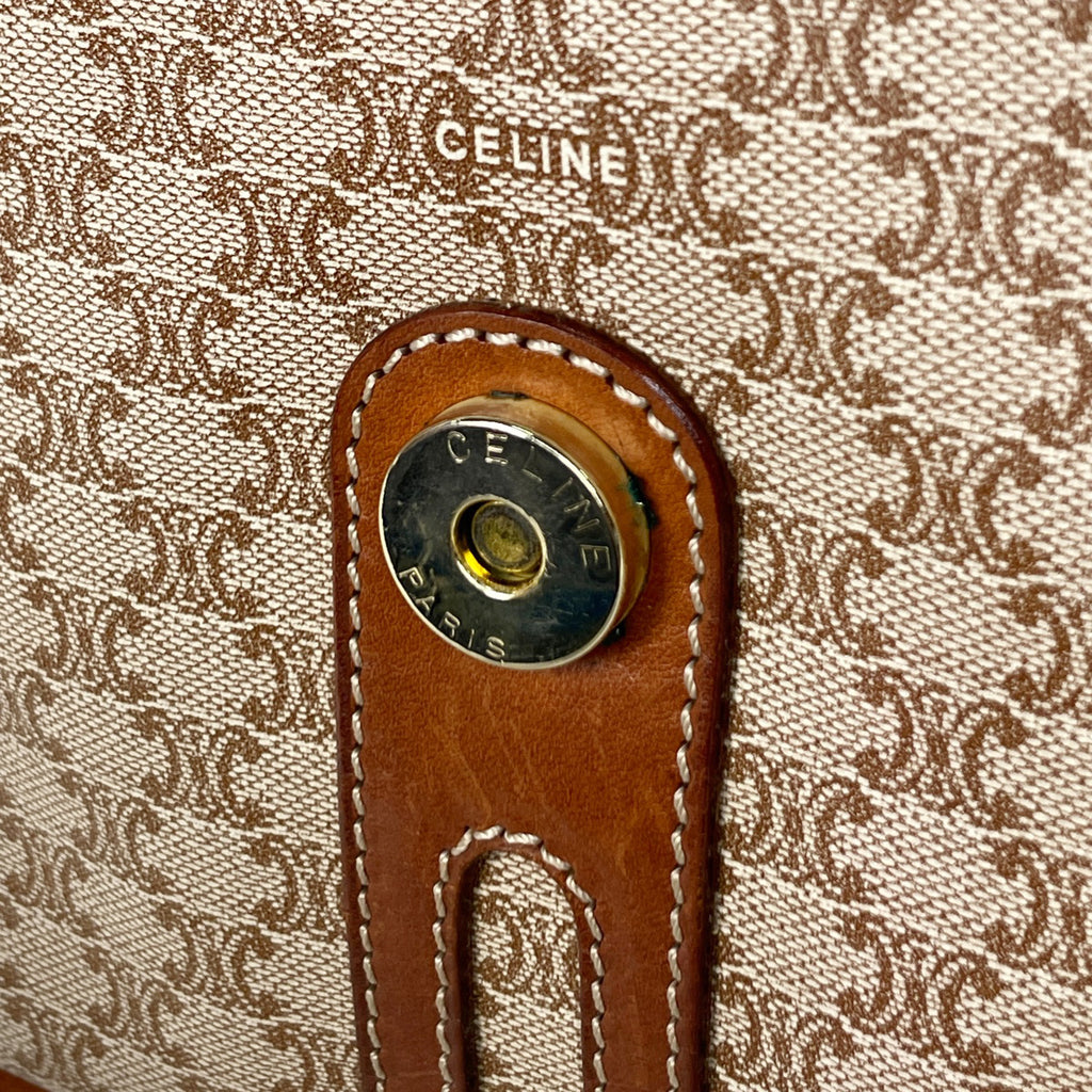 セリーヌ マカダム柄 ショルダーバッグ ロゴ 総柄 斜め掛け ショルダーバッグ コーティングキャンバス ベージュ レディース 【中古】brbag