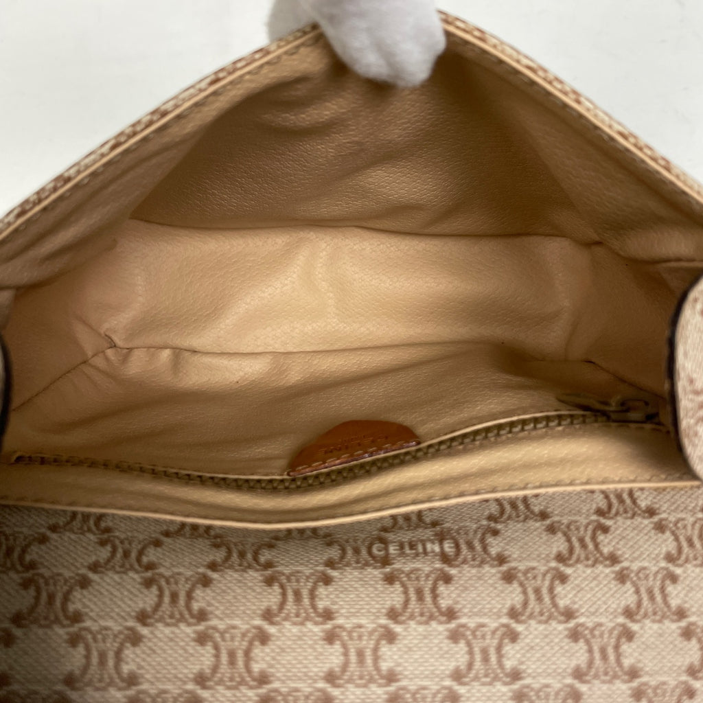 セリーヌ マカダム柄 ショルダーバッグ ロゴ 総柄 斜め掛け ショルダーバッグ コーティングキャンバス ベージュ レディース 【中古】brbag