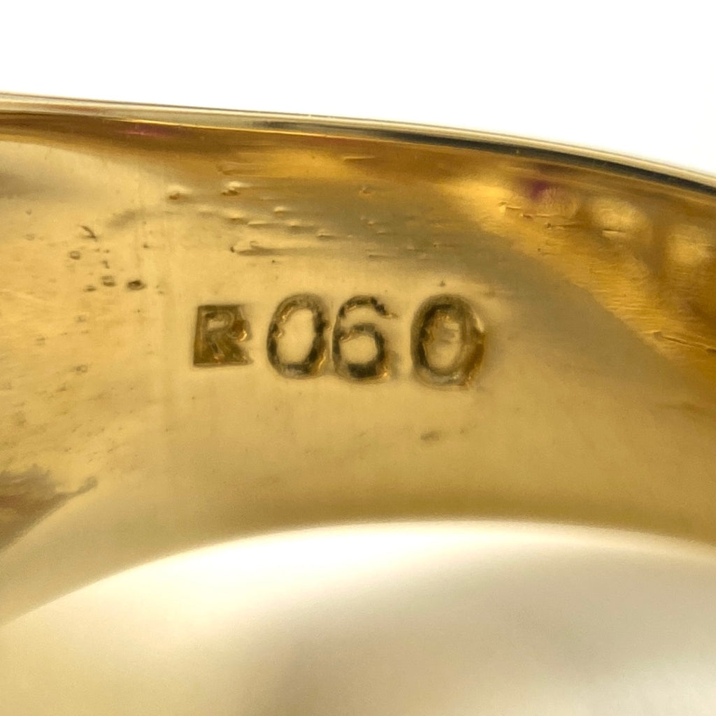 ルビー デザインリング YG イエローゴールド 指輪 メレダイヤ リング 12.5号 K18 ルビー ダイヤモンド レディース 【中古】nbjwl