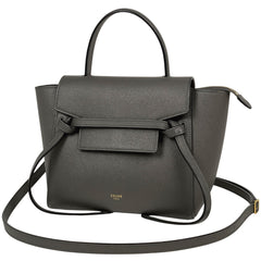 セリーヌ ベルトバッグ ナノ 2WAY ショルダーバッグ ハンドバッグ レザー グレー レディース 【中古】brbag