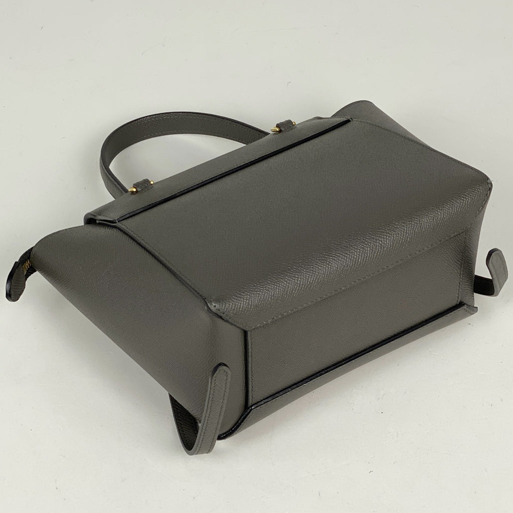 セリーヌ ベルトバッグ ナノ 2WAY ショルダーバッグ ハンドバッグ レザー グレー レディース 【中古】brbag