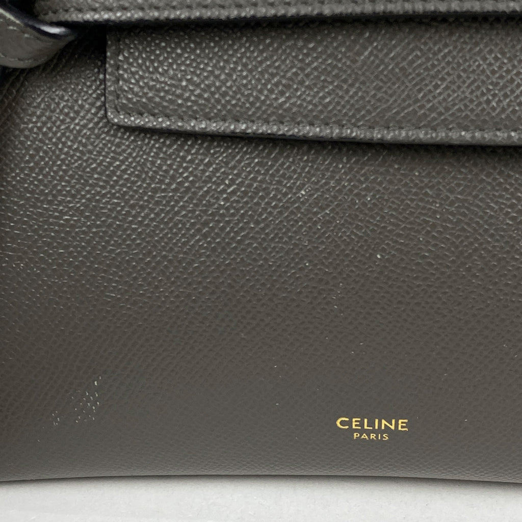 セリーヌ ベルトバッグ ナノ 2WAY ショルダーバッグ ハンドバッグ レザー グレー レディース 【中古】brbag