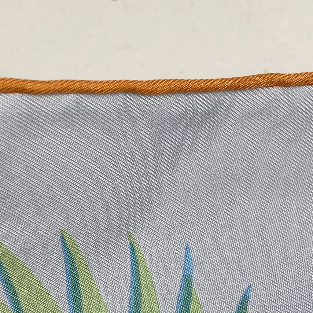 エルメス パームツリー柄 ストール アロハ スカーフ レクタングル ストール シルク ライトブルー マルチカラー レディース 【中古】brbag