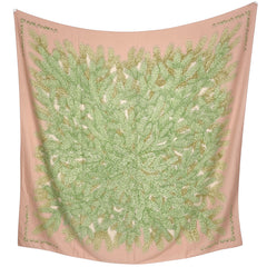 エルメス カレ 140 ボタニカル柄 スカーフ 植物 カレジェアン ショール カシミヤ シルク ピンク マルチカラー レディース 【中古】brbag