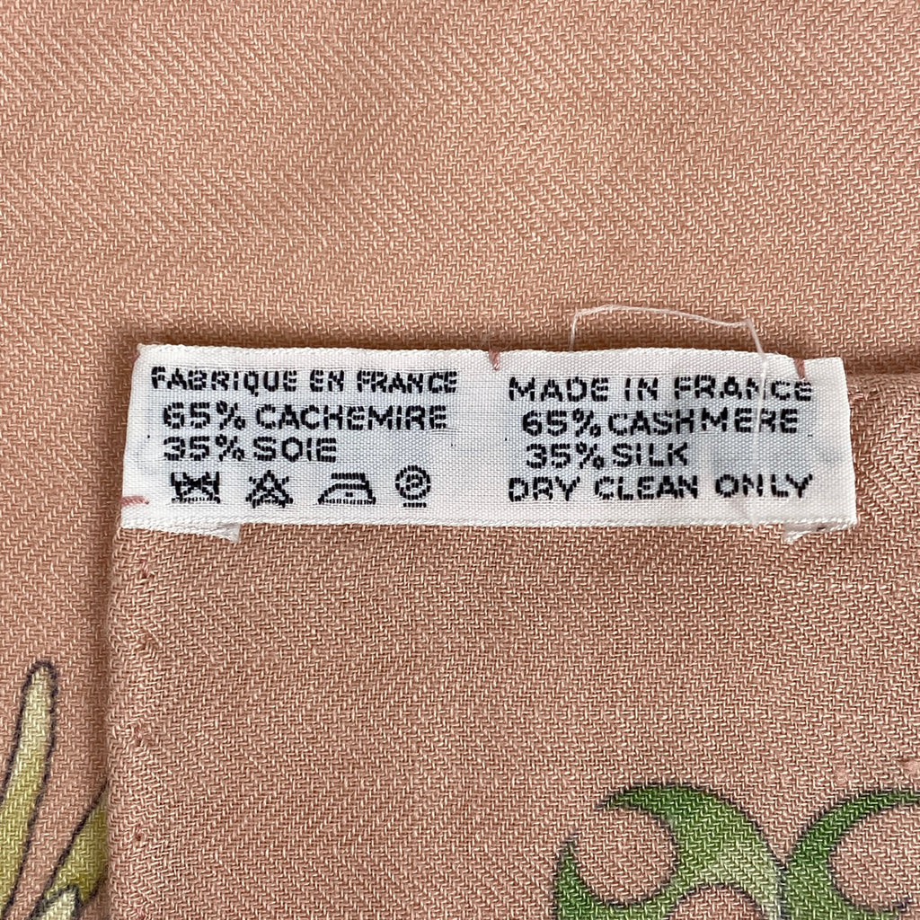 エルメス カレ 140 ボタニカル柄 スカーフ 植物 カレジェアン ショール カシミヤ シルク ピンク マルチカラー レディース 【中古】brbag