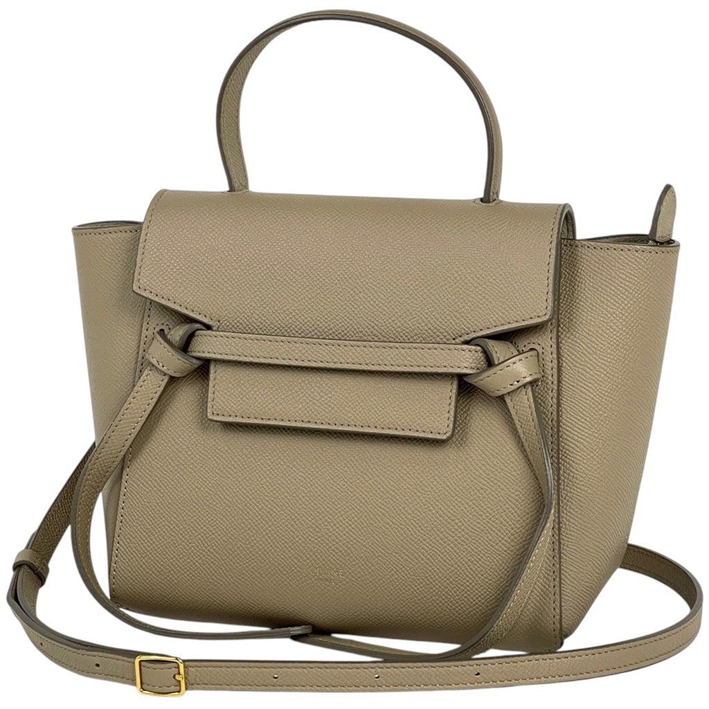 セリーヌ ベルトバッグ ナノ 2WAY ショルダーバッグ ハンドバッグ レザー ベージュ レディース 【中古】brbag