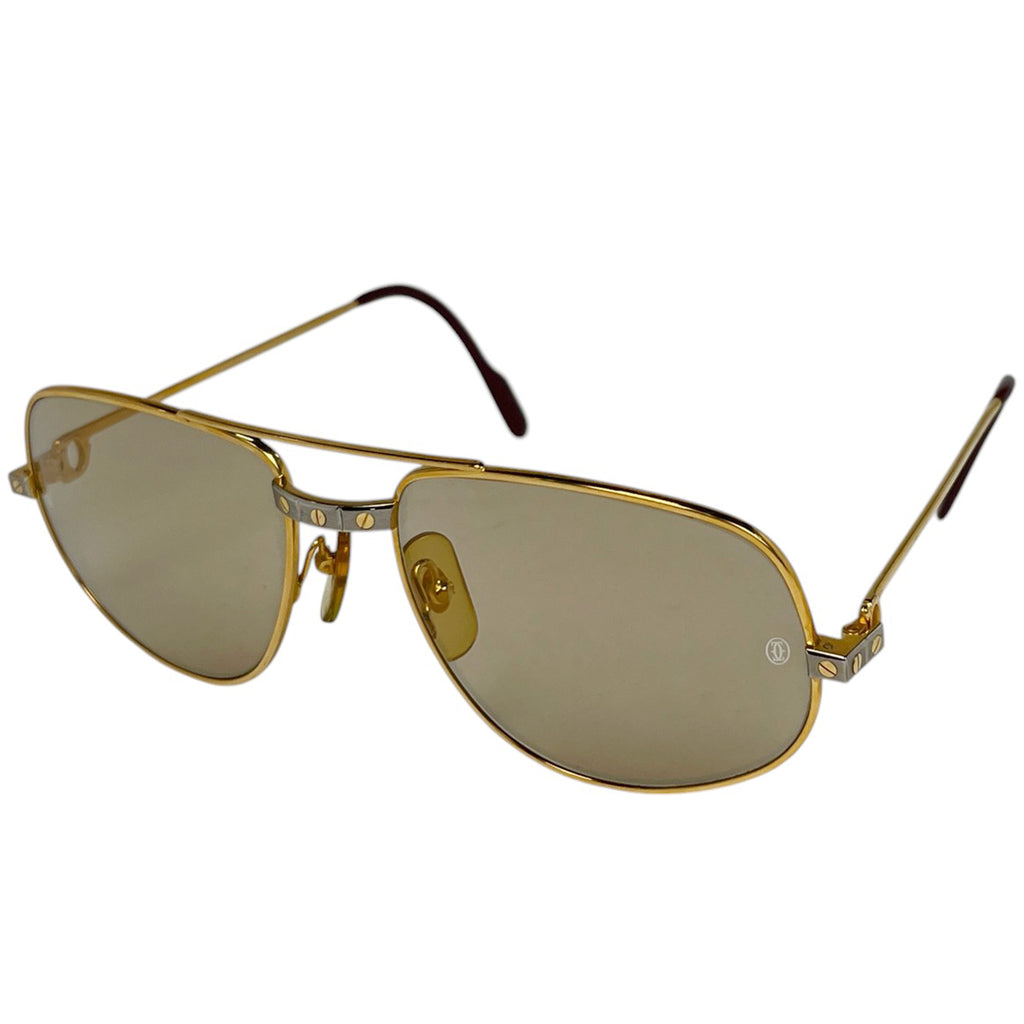 カルティエ サントス サングラス ドゥ アイウェア サングラス メタル ゴールド レディース 【中古】brbag