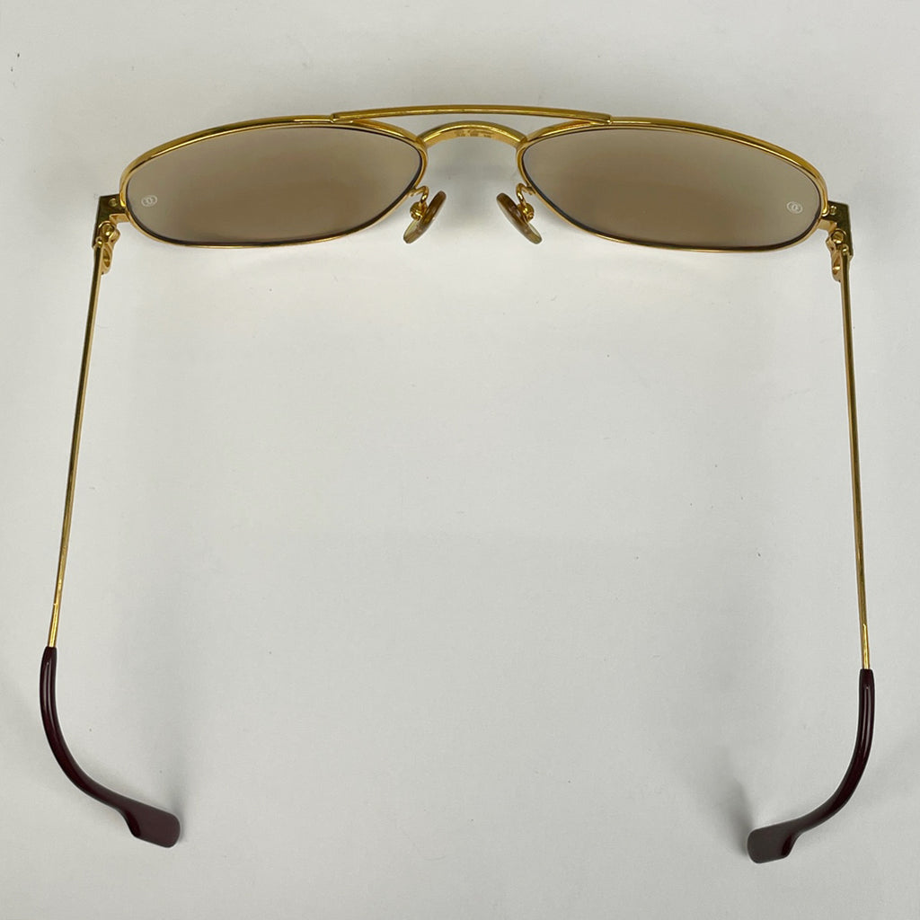 カルティエ サントス サングラス ドゥ アイウェア サングラス メタル ゴールド レディース 【中古】brbag