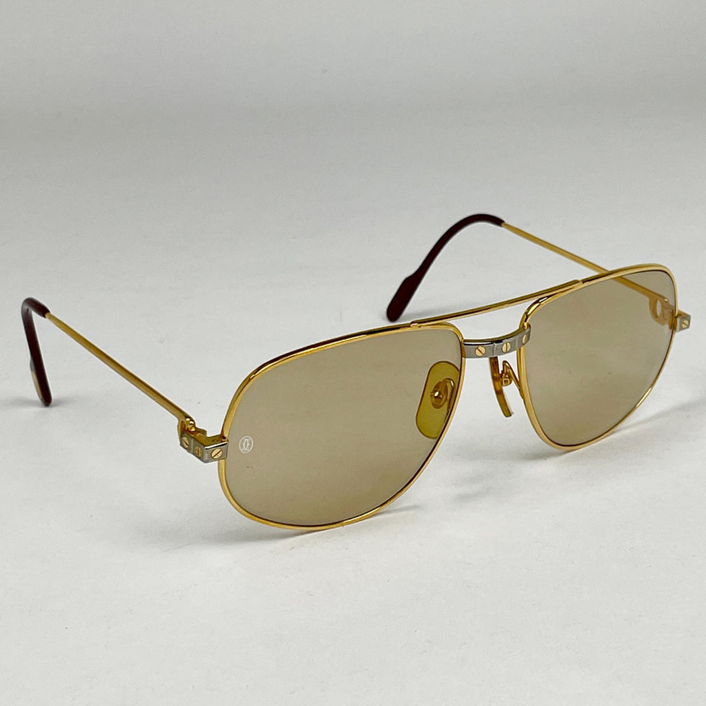 カルティエ サントス サングラス ドゥ アイウェア サングラス メタル ゴールド レディース 【中古】brbag