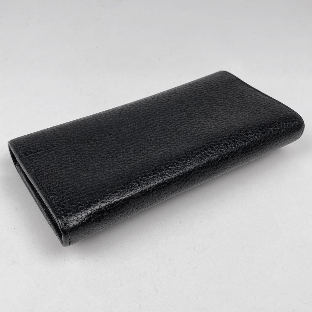 グッチ GGマーモント コンチネンタルウォレット 二つ折り 札入れ 小銭入れ 長財布 レザー ブラック 456116 レディース 【中古】brbag