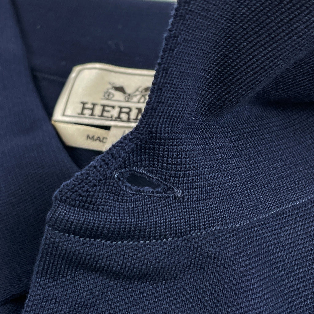 エルメス Hロゴ ポロシャツ 半袖 トップス ポロシャツ コットン ネイビー メンズ 【中古】brapp