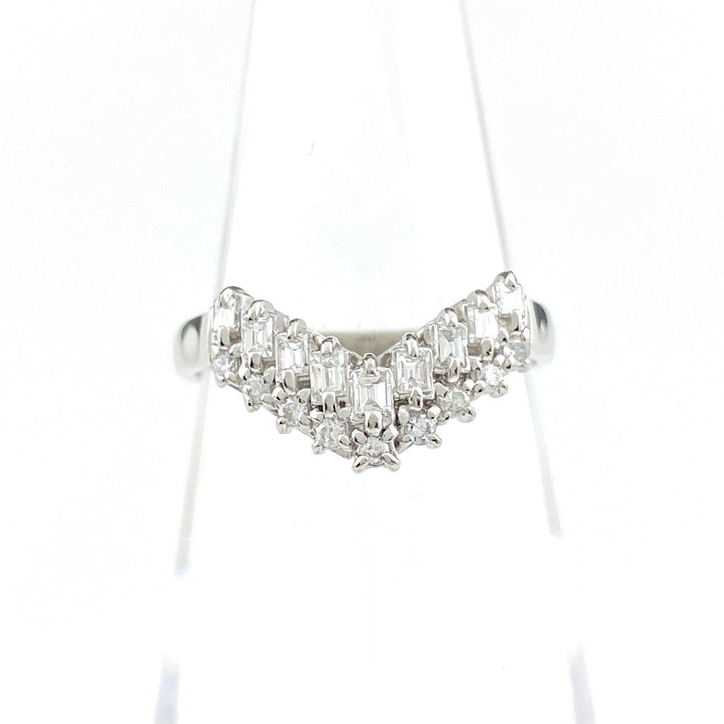 メレダイヤ デザインリング プラチナ 指輪 リング 7号 Pt900 ダイヤモンド レディース 【中古】nbjwl