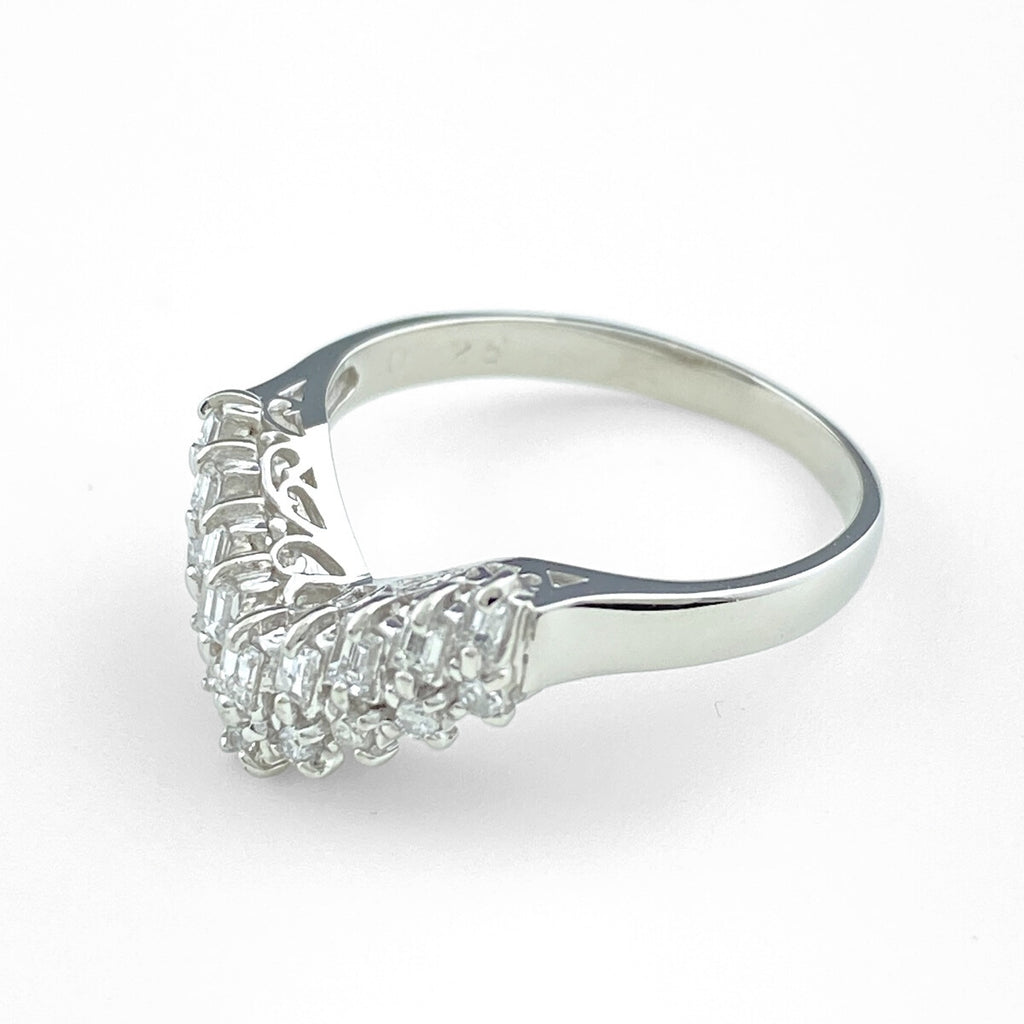 メレダイヤ デザインリング プラチナ 指輪 リング 7号 Pt900 ダイヤモンド レディース 【中古】nbjwl