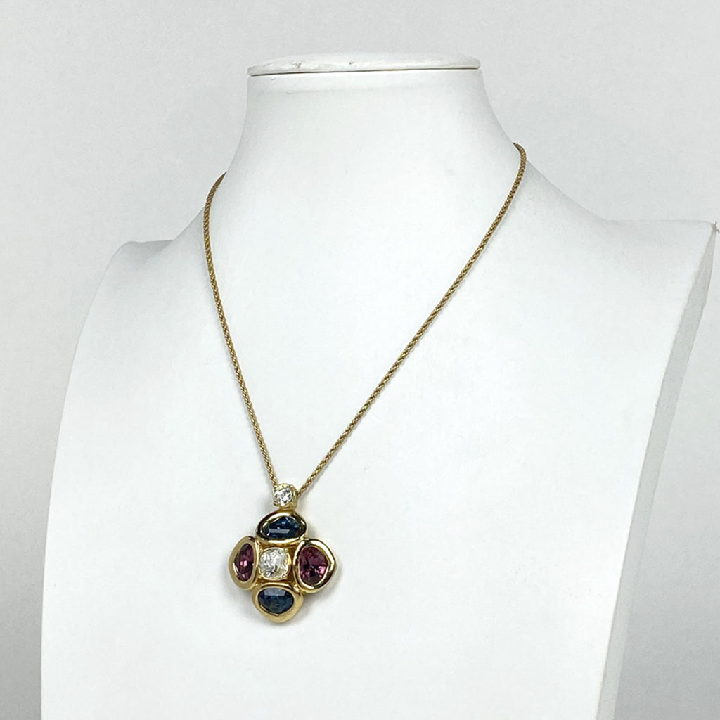 クリスチャンディオール ラインストーン デザイン ネックレス カラーストーン ネックレス GP ゴールド マルチカラー レディース 【中古】bracc