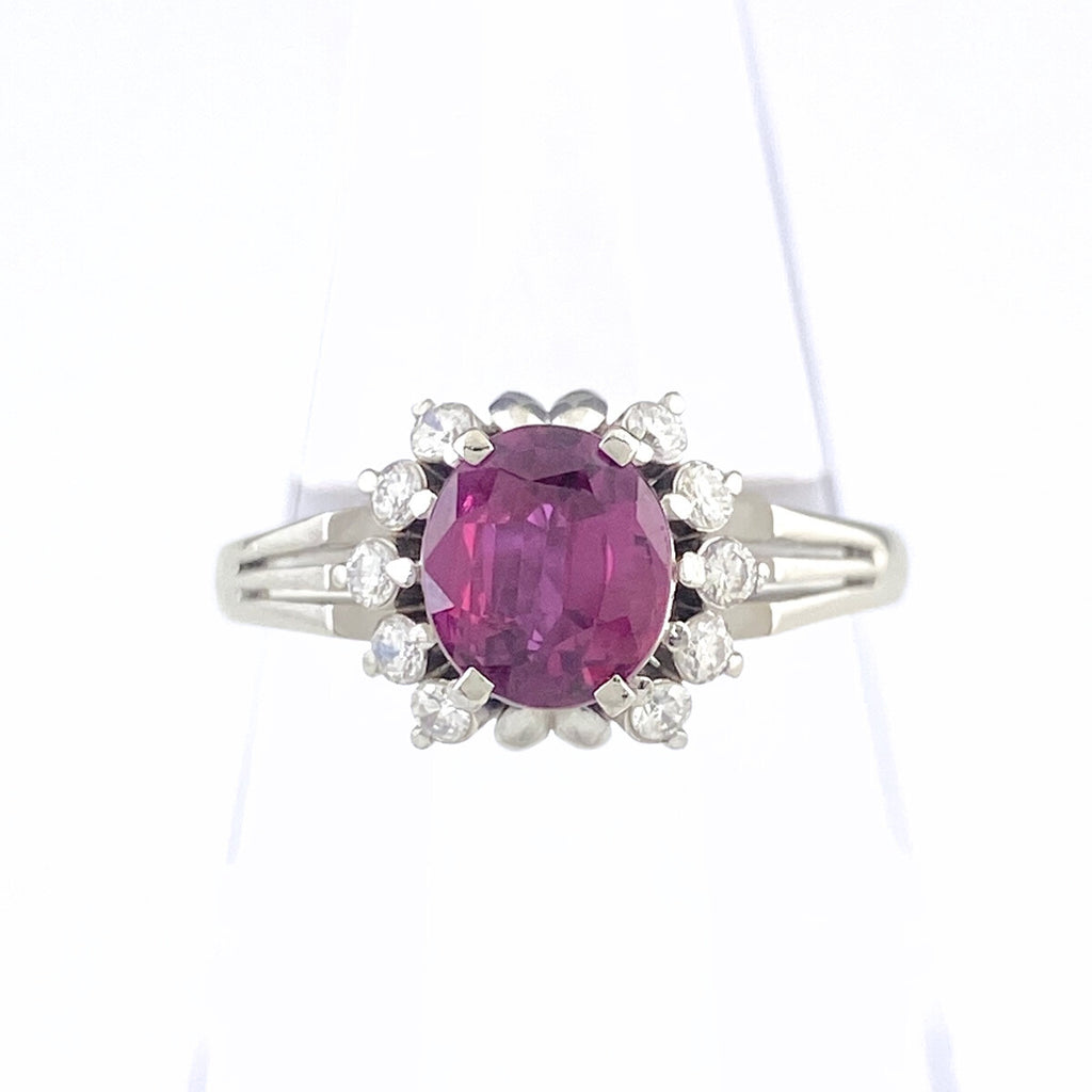 ルビー デザインリング プラチナ 指輪 メレダイヤ リング 12号 Pt900 ルビー ダイヤモンド レディース 【中古】nbjwl