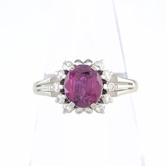 ルビー デザインリング プラチナ 指輪 メレダイヤ リング 12号 Pt900 ルビー ダイヤモンド レディース 【中古】nbjwl