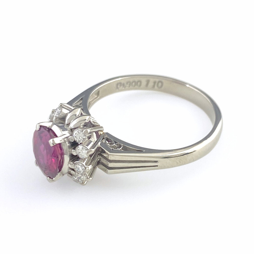 ルビー デザインリング プラチナ 指輪 メレダイヤ リング 12号 Pt900 ルビー ダイヤモンド レディース 【中古】nbjwl