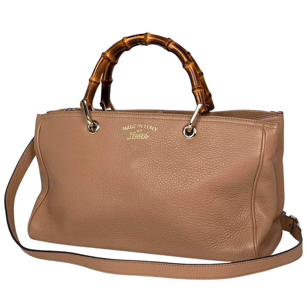 グッチ バンブー ショッパー ミディアム ハンドバッグ 2WAY ショルダーバッグ ハンドバッグ レザー ベージュ 323660 レディース 【中古】brbag