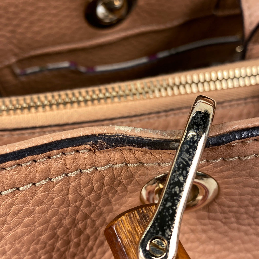 グッチ バンブー ショッパー ミディアム ハンドバッグ 2WAY ショルダーバッグ ハンドバッグ レザー ベージュ 323660 レディース 【中古】brbag