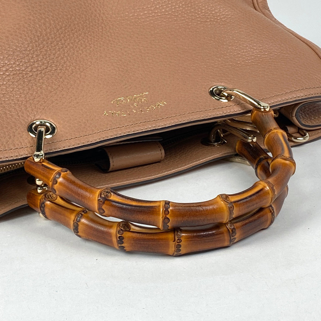 グッチ バンブー ショッパー ミディアム ハンドバッグ 2WAY ショルダーバッグ ハンドバッグ レザー ベージュ 323660 レディース 【中古】brbag