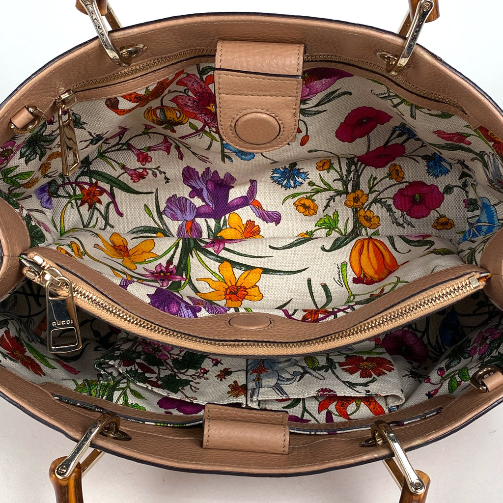 グッチ バンブー ショッパー ミディアム ハンドバッグ 2WAY ショルダーバッグ ハンドバッグ レザー ベージュ 323660 レディース 【中古】brbag