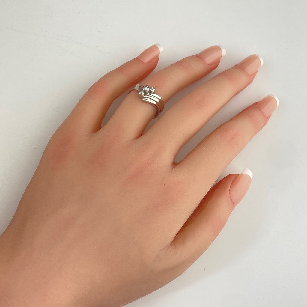 メレダイヤ デザインリング プラチナ 指輪 リング 12号 Pt900 ダイヤモンド レディース 【中古】nbjwl