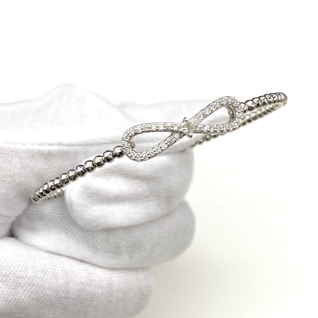 メレダイヤ デザインバングル プラチナ 腕輪 ブレスレット Pt900 Pt850 ダイヤモンド レディース 【中古】nbjwl