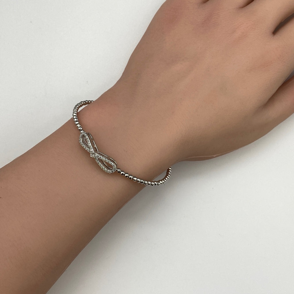 メレダイヤ デザインバングル プラチナ 腕輪 ブレスレット Pt900 Pt850 ダイヤモンド レディース 【中古】nbjwl