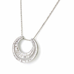 メレダイヤ デザインネックレス WG ホワイトゴールド プラチナ ペンダント ダイヤモンド ネックレス K18 WG PT999 レディース 【中古】nbjwl