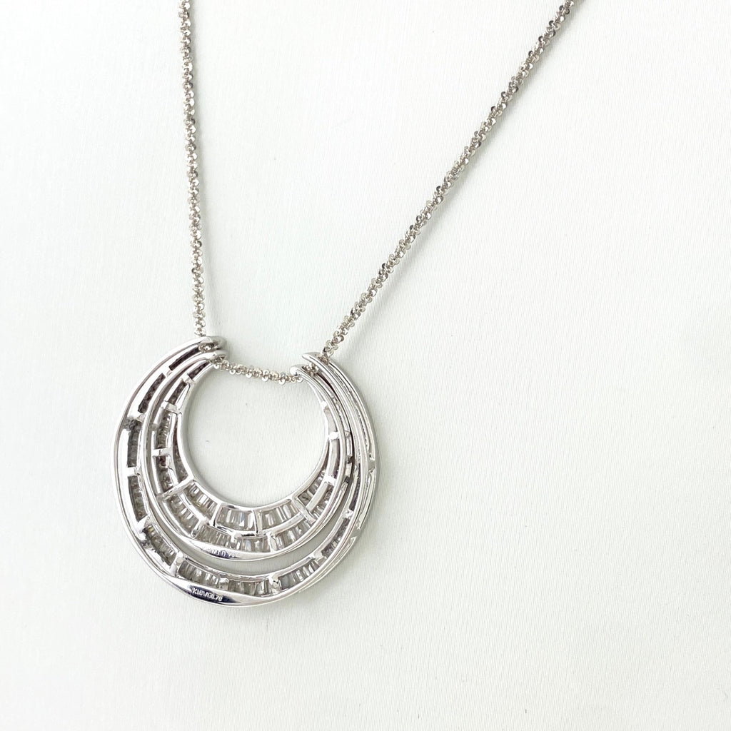 メレダイヤ デザインネックレス WG ホワイトゴールド プラチナ ペンダント ダイヤモンド ネックレス K18 WG PT999 レディース 【中古】nbjwl