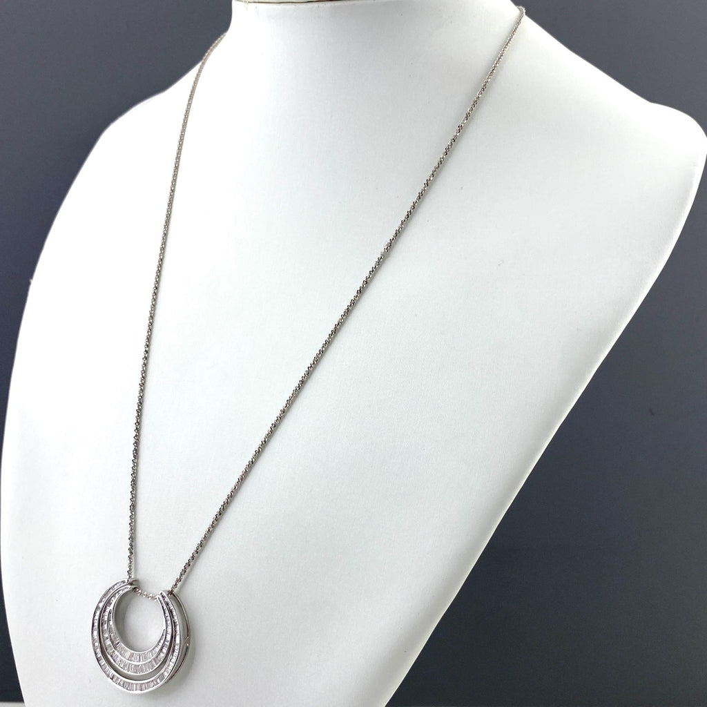 メレダイヤ デザインネックレス WG ホワイトゴールド プラチナ ペンダント ダイヤモンド ネックレス K18 WG PT999 レディース 【中古】nbjwl