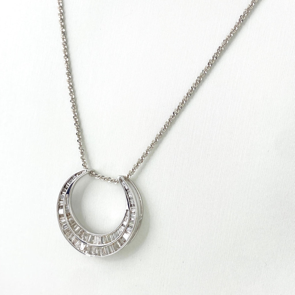 メレダイヤ デザインネックレス WG ホワイトゴールド プラチナ ペンダント ダイヤモンド ネックレス K18 WG PT999 レディース 【中古】nbjwl