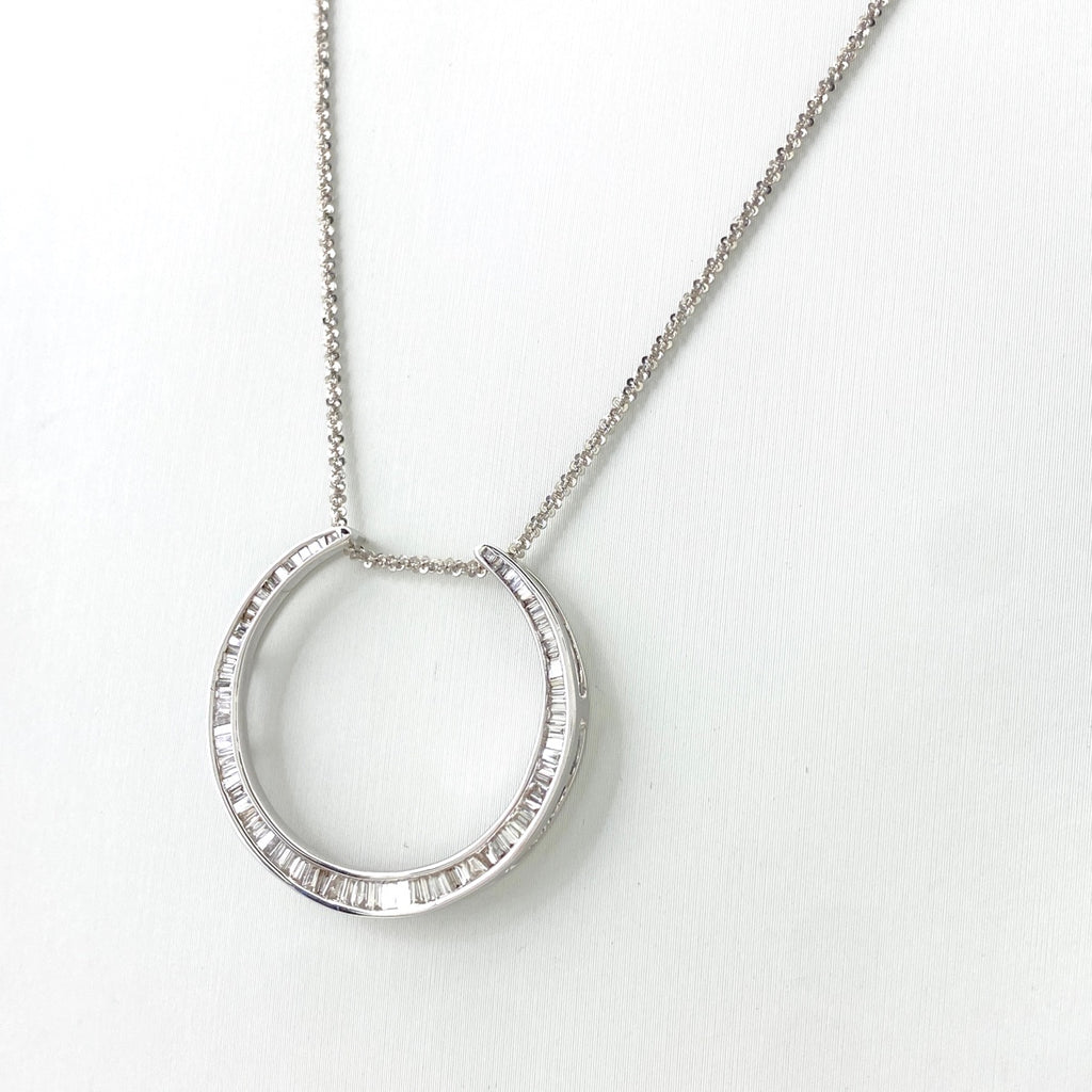 メレダイヤ デザインネックレス WG ホワイトゴールド プラチナ ペンダント ダイヤモンド ネックレス K18 WG PT999 レディース 【中古】nbjwl