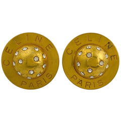 セリーヌ ロゴ ラインストーン イヤリング スターボール イヤリング GP ゴールド レディース 【中古】bracc